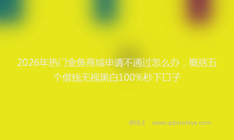 2026年热门金鱼商城申请不通过怎么办，概括五个借钱无视黑白100%秒下口子