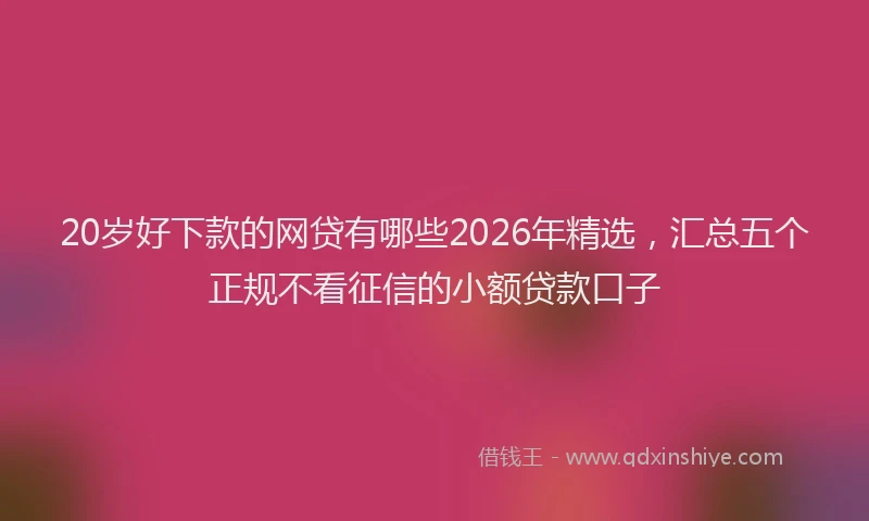 20岁好下款的网贷有哪些2026年精选，汇总五个正规不看征信的小额贷款口子