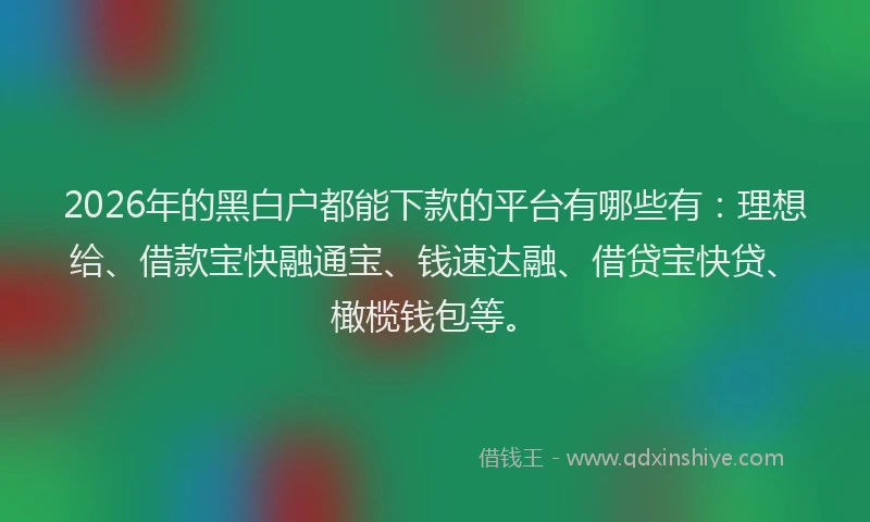2026年的黑白户都能下款的平台有哪些有：理想给、借款宝快融通宝、钱速达融、借贷宝快贷、橄榄钱包等。