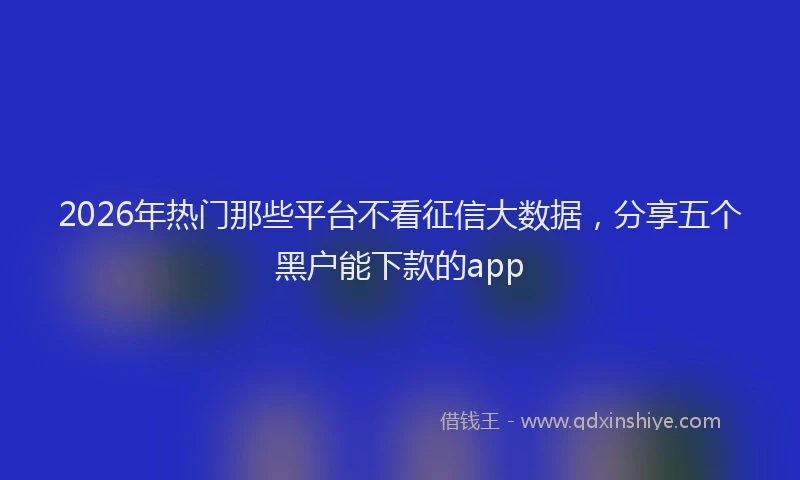 2026年热门那些平台不看征信大数据,分享五个黑户能下款的app