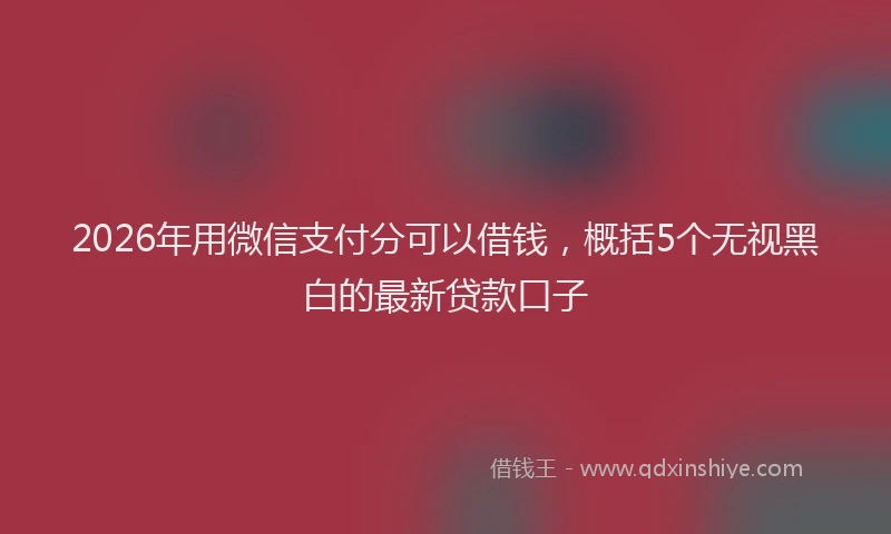 2026年用微信支付分可以借钱，概括5个无视黑白的最新贷款口子