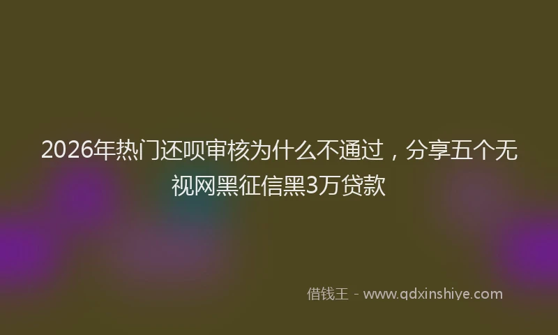 2026年热门还呗审核为什么不通过，分享五个无视网黑征信黑3万贷款