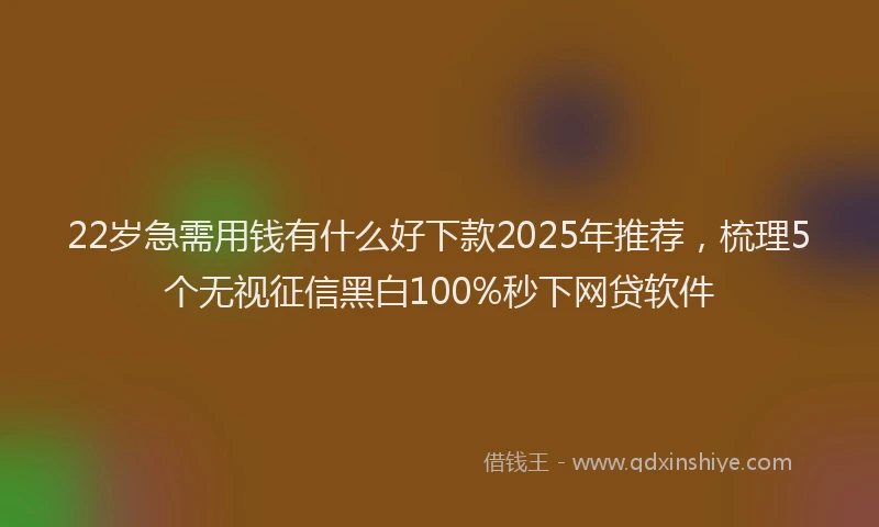 22岁急需用钱有什么好下款2025年推荐，梳理5个无视征信黑白100%秒下网贷软件