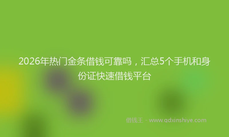 2026年热门金条借钱可靠吗，汇总5个手机和身份证快速借钱平台