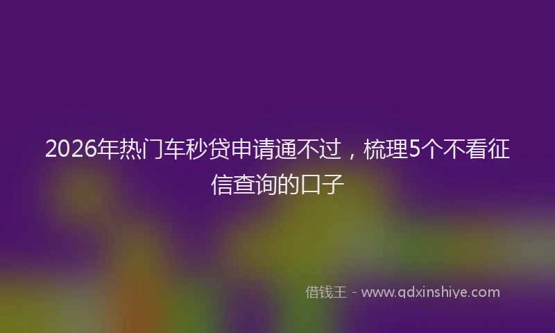 2026年热门车秒贷申请通不过，梳理5个不看征信查询的口子