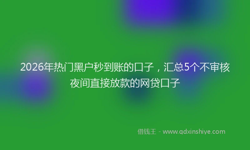 2026年热门黑户秒到账的口子，汇总5个不审核夜间直接放款的网贷口子