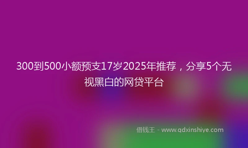 300到500小额预支17岁2025年推荐，分享5个无视黑白的网贷平台
