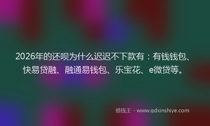 2026年的还呗为什么迟迟不下款有:有钱钱包、快易贷融、融通易钱包、乐宝花、e微贷等。