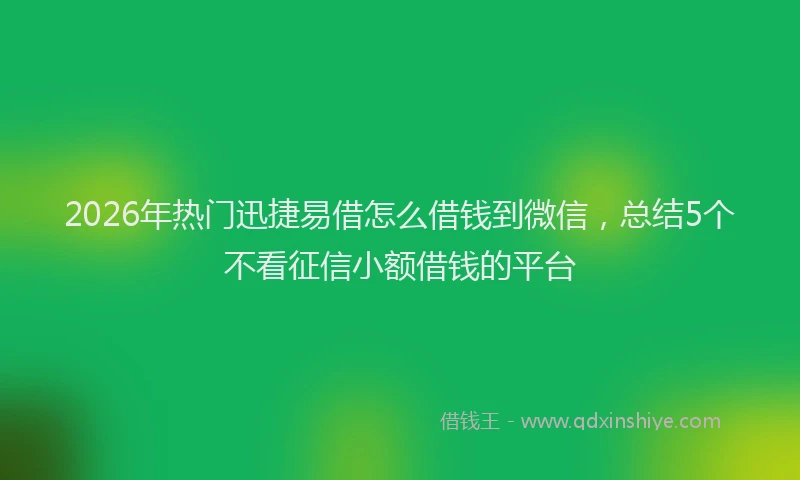 2026年热门迅捷易借怎么借钱到微信，总结5个不看征信小额借钱的平台