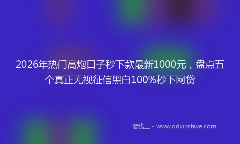 2026年热门高炮口子秒下款最新1000元，盘点五个真正无视征信黑白100%秒下网贷