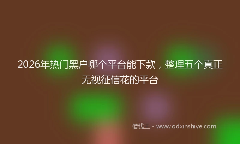 2026年热门黑户哪个平台能下款，整理五个真正无视征信花的平台