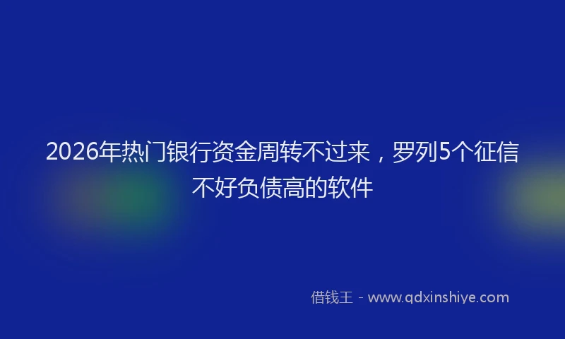 2026年热门银行资金周转不过来，罗列5个征信不好负债高的软件