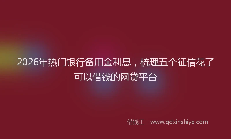 2026年热门银行备用金利息，梳理五个征信花了可以借钱的网贷平台