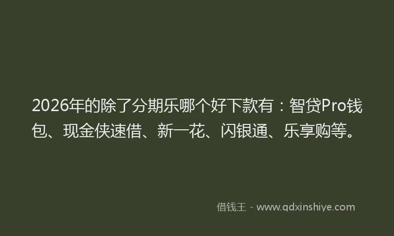2026年的除了分期乐哪个好下款有：智贷Pro钱包、现金侠速借、新一花、闪银通、乐享购等。