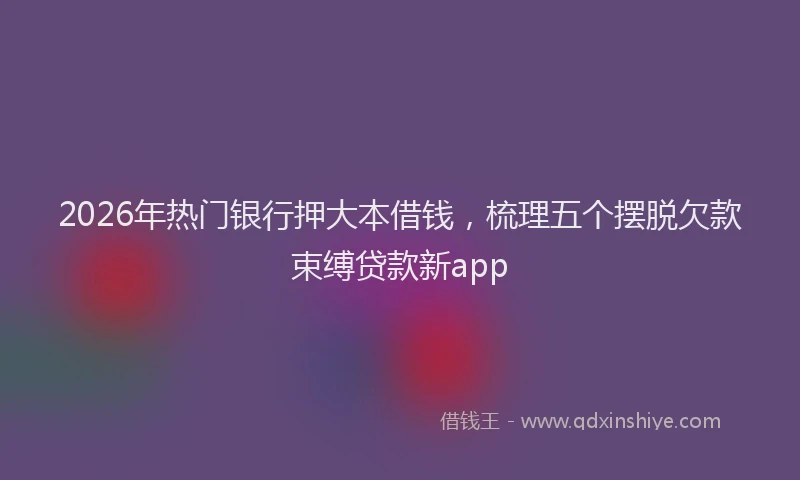 2026年热门银行押大本借钱，梳理五个摆脱欠款束缚贷款新app