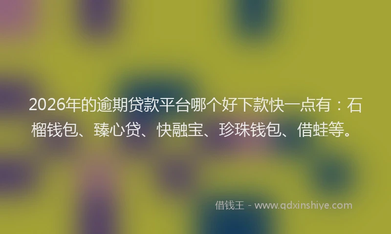 2026年的逾期贷款平台哪个好下款快一点有：石榴钱包、臻心贷、快融宝、珍珠钱包、借蛙等。