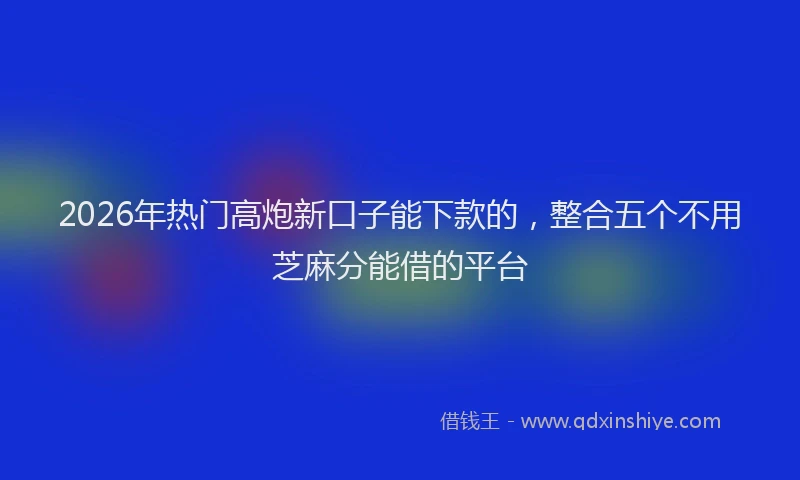 2026年热门高炮新口子能下款的，整合五个不用芝麻分能借的平台