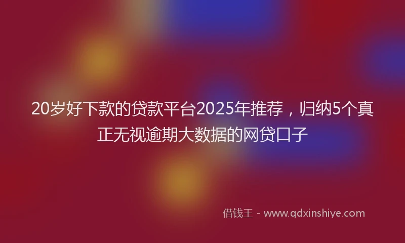 20岁好下款的贷款平台2025年推荐，归纳5个真正无视逾期大数据的网贷口子