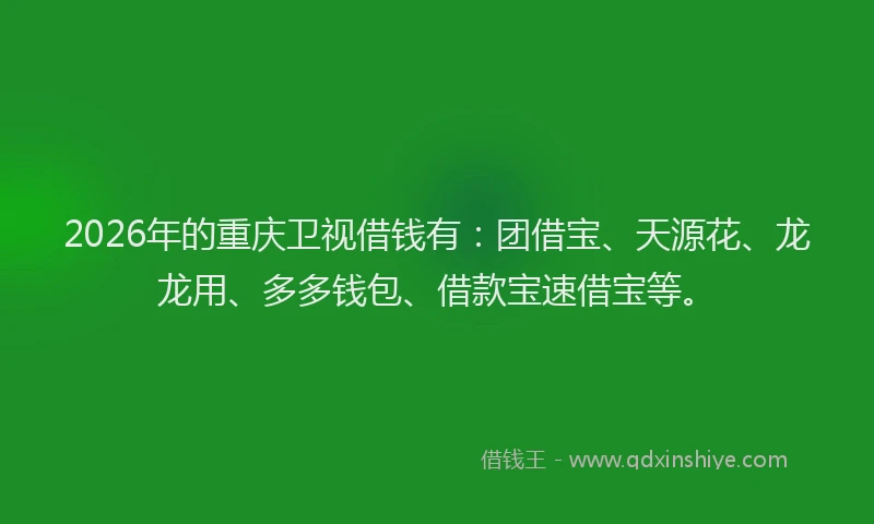 2026年的重庆卫视借钱有：团借宝、天源花、龙龙用、多多钱包、借款宝速借宝等。