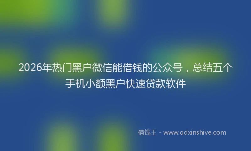 2026年热门黑户微信能借钱的公众号，总结五个手机小额黑户快速贷款软件