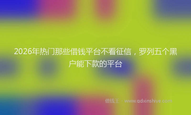 2026年热门那些借钱平台不看征信，罗列五个黑户能下款的平台