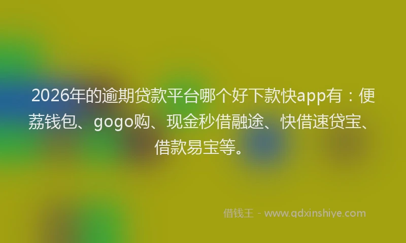 2026年的逾期贷款平台哪个好下款快app有：便荔钱包、gogo购、现金秒借融途、快借速贷宝、借款易宝等。