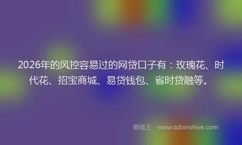 2026年的风控容易过的网贷口子有：玫瑰花、时代花、招宝商城、易贷钱包、省时贷融等。