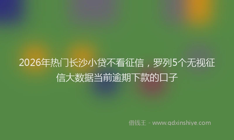 2026年热门长沙小贷不看征信，罗列5个无视征信大数据当前逾期下款的口子