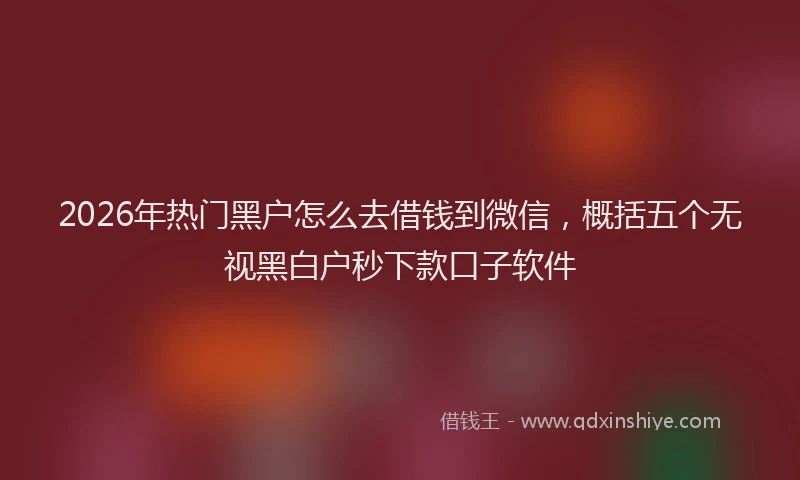 2026年热门黑户怎么去借钱到微信，概括五个无视黑白户秒下款口子软件