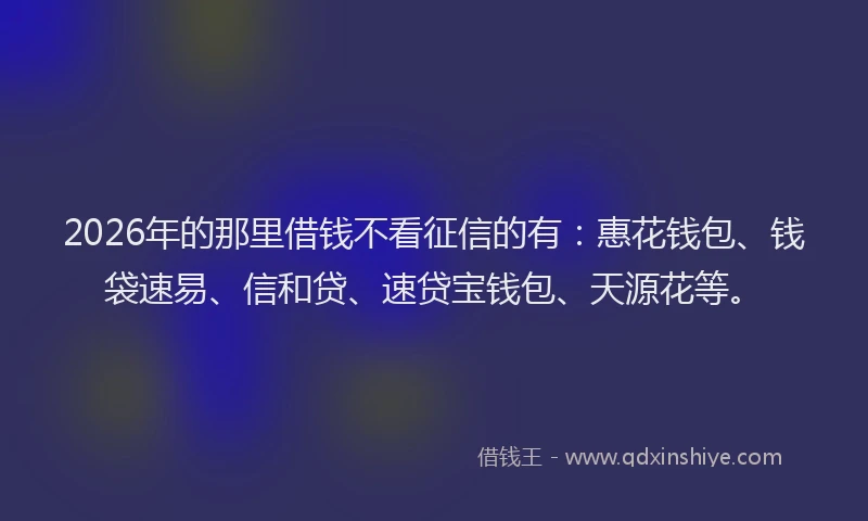 2026年的那里借钱不看征信的有:惠花钱包、钱袋速易、信和贷、速贷宝钱包、天源花等。