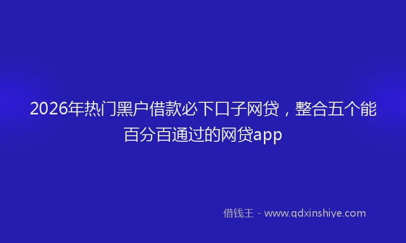 2026年热门黑户借款必下口子网贷，整合五个能百分百通过的网贷app