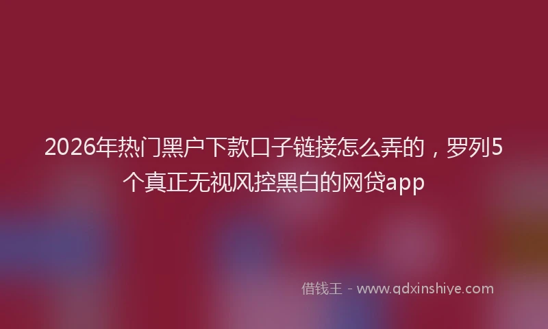 2026年热门黑户下款口子链接怎么弄的,罗列5个真正无视风控黑白的网贷app