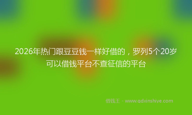 2026年热门跟豆豆钱一样好借的，罗列5个20岁可以借钱平台不查征信的平台
