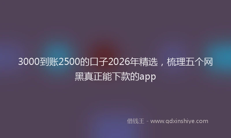3000到账2500的口子2026年精选，梳理五个网黑真正能下款的app