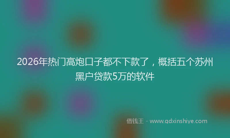 2026年热门高炮口子都不下款了，概括五个苏州黑户贷款5万的软件