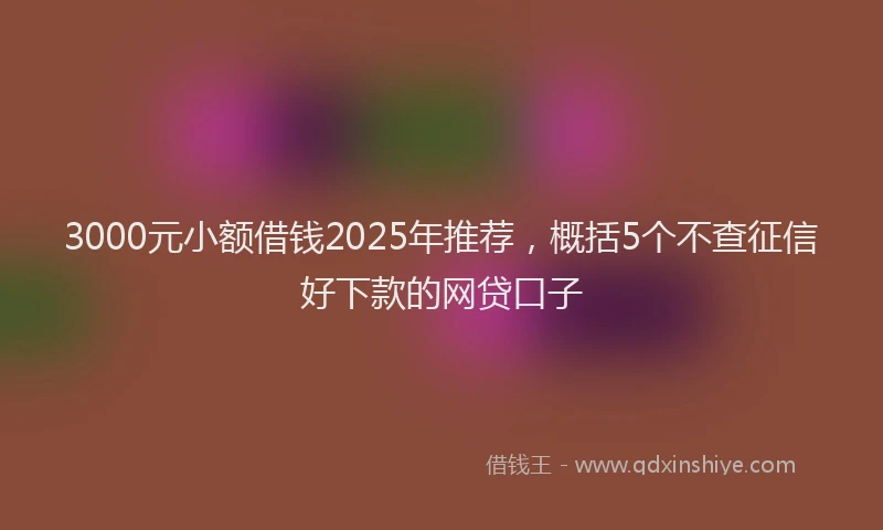 3000元小额借钱2025年推荐,概括5个不查征信好下款的网贷口子