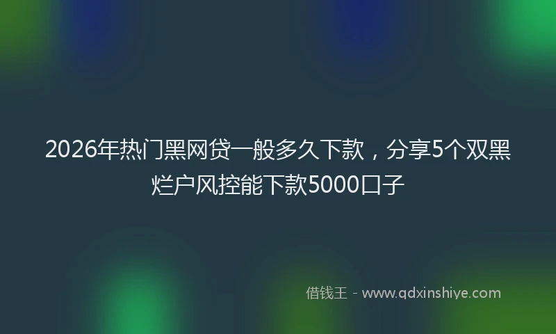 2026年热门黑网贷一般多久下款，分享5个双黑烂户风控能下款5000口子