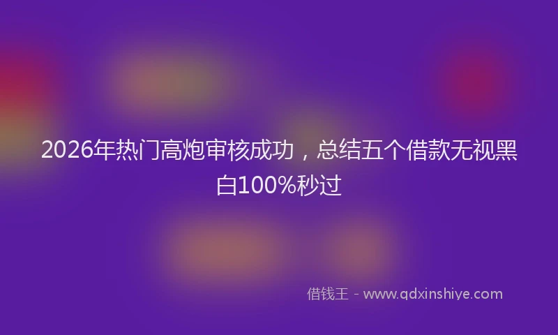 2026年热门高炮审核成功，总结五个借款无视黑白100%秒过