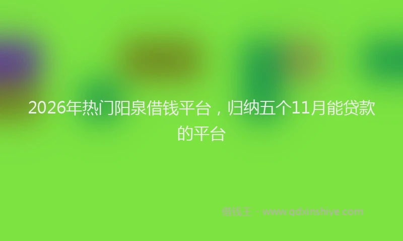 2026年热门阳泉借钱平台，归纳五个11月能贷款的平台