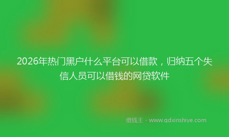 2026年热门黑户什么平台可以借款，归纳五个失信人员可以借钱的网贷软件