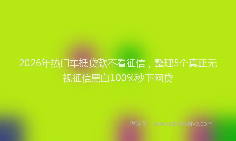 2026年热门车抵贷款不看征信，整理5个真正无视征信黑白100%秒下网贷