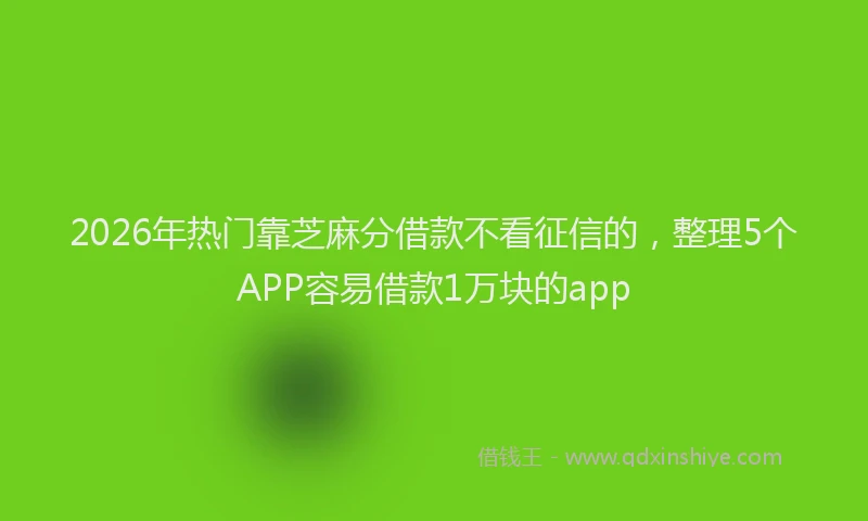 2026年热门靠芝麻分借款不看征信的，整理5个APP容易借款1万块的app