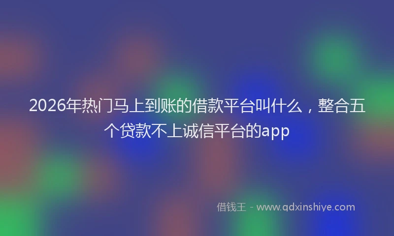 2026年热门马上到账的借款平台叫什么，整合五个贷款不上诚信平台的app