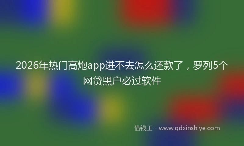 2026年热门高炮app进不去怎么还款了，罗列5个网贷黑户必过软件