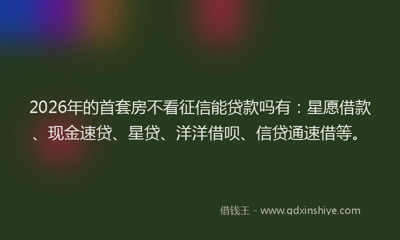 2026年的首套房不看征信能贷款吗有：星愿借款、现金速贷、星贷、洋洋借呗、信贷通速借等。