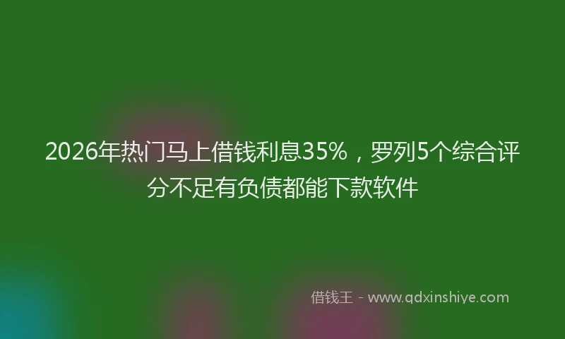 2026年热门马上借钱利息35%，罗列5个综合评分不足有负债都能下款软件