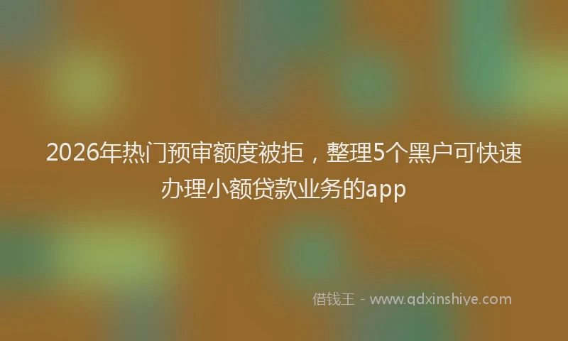 2026年热门预审额度被拒,整理5个黑户可快速办理小额贷款业务的app