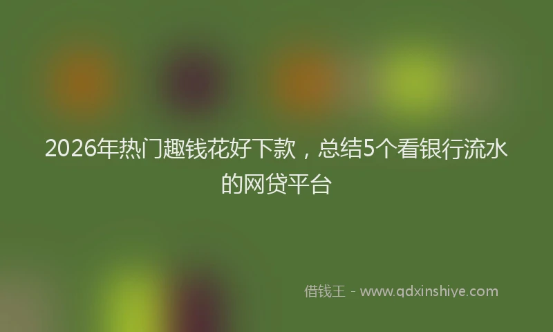 2026年热门趣钱花好下款，总结5个看银行流水的网贷平台