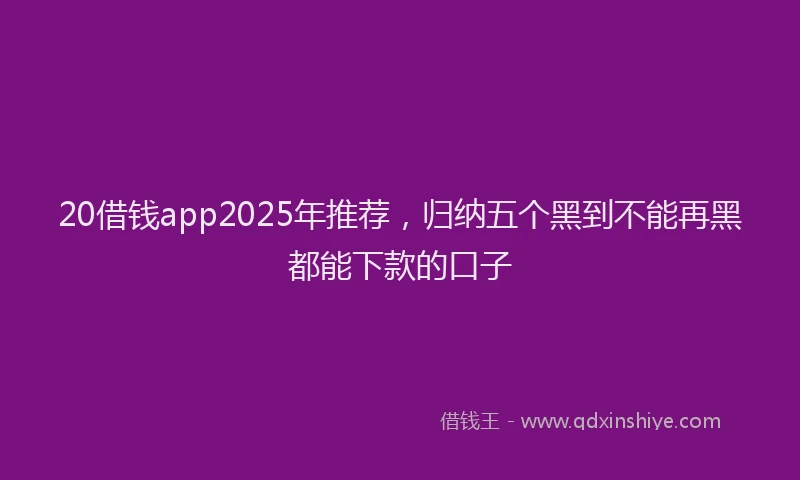 20借钱app2025年推荐，归纳五个黑到不能再黑都能下款的口子