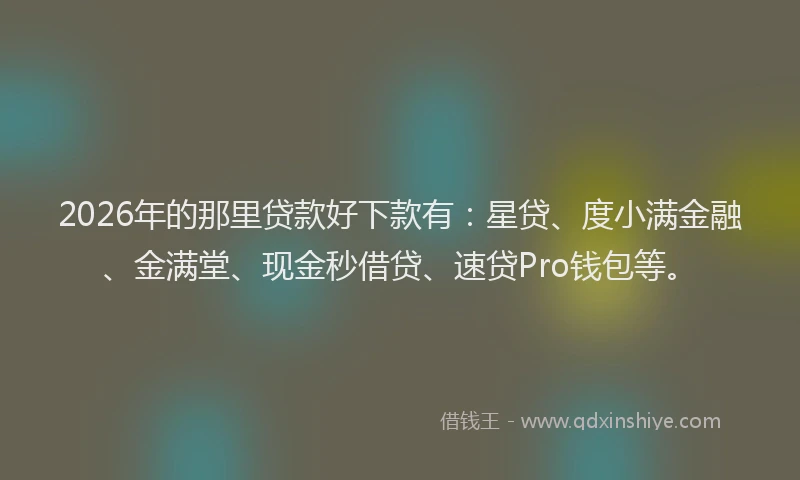 2026年的那里贷款好下款有：星贷、度小满金融、金满堂、现金秒借贷、速贷Pro钱包等。